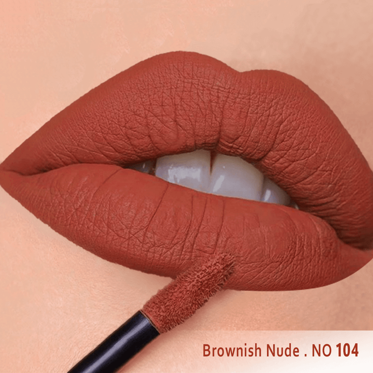 رژلب مایع مخملی مات سرژه کد 104 (Brownish Nude)